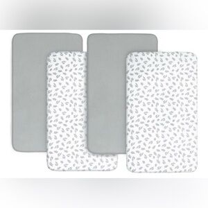 Gender Neutral 4 Pack Fitted Crib & Toddler Bed Size Sheets Gray Leaf Brand New!